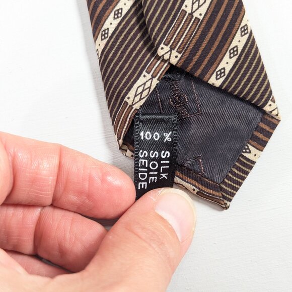 Retro 1970s crepe Silk LANVIN Paris neck tie made in Italy - Picture 5 of 9